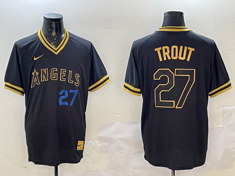 Men Los Angeles Angels #27 Trout Black Gold Game 2025 Nike MLB Jersey style 3->los angeles angels->MLB Jersey